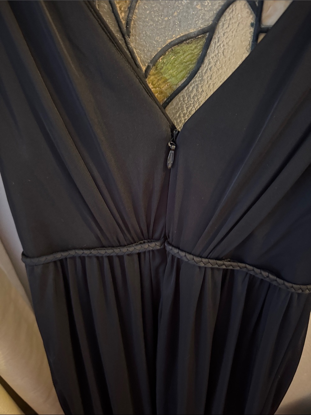 Azazie Tanicia Black V-Neck Slit Evening Gown - Picture 7 of 8